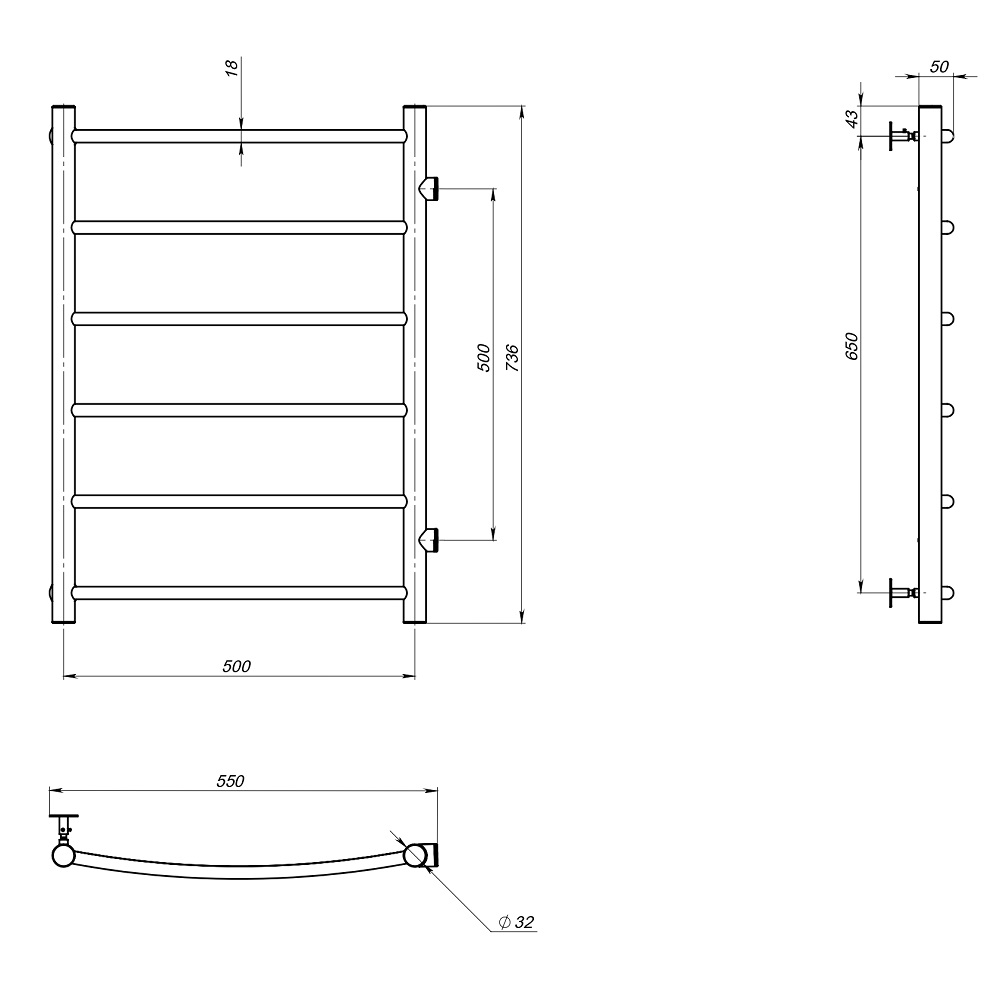 Полотенцесушитель Приоритет ПМ 1 50х80х50
